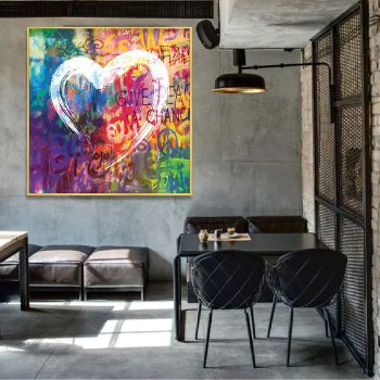 Hearts Graffiti Canvas Poster Print Wall Art Decor