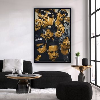 Hip Hop Rap Legends Canvas 2Pac Biggie Snoop Dogg Eminem Ice Cube Poster Wall Art Rap Legends For Rapper Lovers