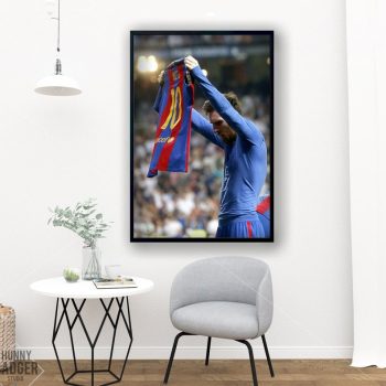 Lionel Messi Iconic Celebration Poster Barcelona Canvas Framed Art