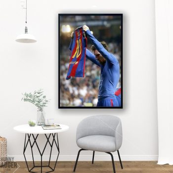Lionel Messi Iconic Celebration Poster Barcelona Canvas Framed Art