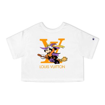 Louis Vuitton Logo Luxury Halloween Pumpkin Mickey Mouse Champion Women Heritage Cropped T-Shirt CTB106