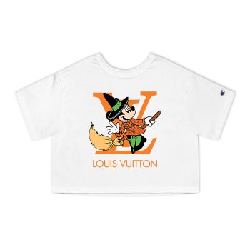 Louis Vuitton Logo Luxury Halloween Pumpkin Minnie Mouse Champion Women Heritage Cropped T-Shirt CTB104