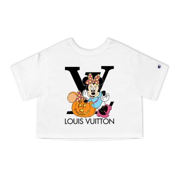 Louis Vuitton Logo Luxury Halloween Pumpkin Minnie Mouse Champion Women Heritage Cropped T-Shirt CTB105