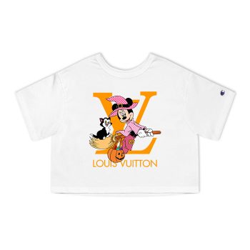 Louis Vuitton Logo Luxury Halloween Pumpkin Minnie Mouse Champion Women Heritage Cropped T-Shirt CTB107