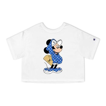 Louis Vuitton Logo Luxury Mickey Mouse Hoodies With Bag Champion Women Heritage Cropped T-Shirt CTB149