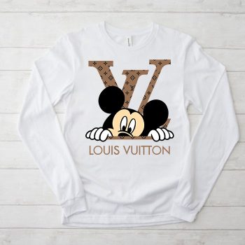Louis Vuitton Logo Luxury Monogram Canvas Pattern Mickey Mouse Unisex & Kid Long Sleeve Tee TBL166