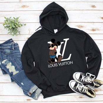 Louis Vuitton Logo Luxury Monogram Canvas Pattern Mickey Mouse Unisex Pullover Hoodie TB151