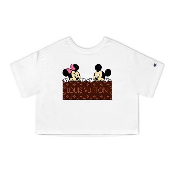 Louis Vuitton Logo Luxury Monogram Canvas Pattern Minnie Mouse Mickey Mouse Champion Women Heritage Cropped T-Shirt CTB169