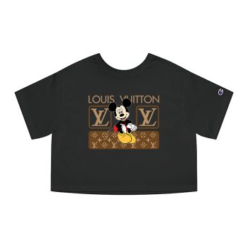 Louis Vuitton Monogram Canvas Pattern Mickey Mouse Champion Women Heritage Cropped T-Shirt CTB156