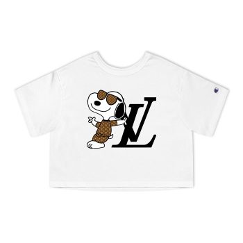 Louis Vuitton Monogram Canvas Pattern Snoopy Champion Women Heritage Cropped T-Shirt CTB157