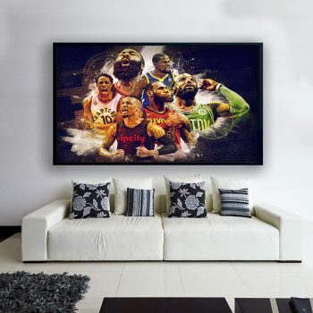 NBA AllStar Players Canvas Lebron James Poster James Harden Art Damian Lillard Art Kevin Durant Canvas NBA Basketball Legend Canvas