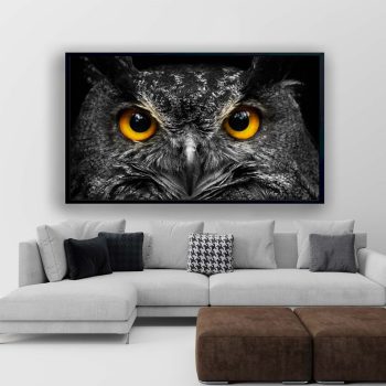 Owl Canvas Wall Art Owl Eyes Print Decor Animal Poster Nature Pattern Dark Wall Art