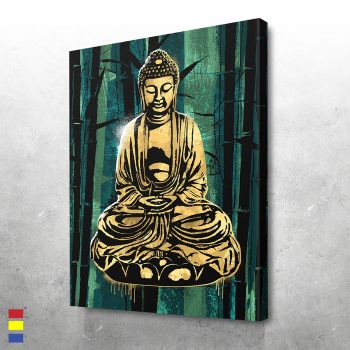 Peace of Gold and the Mindful Essence of Art and Buddhism Canvas Poster Print Wall Art Decor
