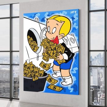 Richie Rich 'Washing Money' Canvas Alec Monopoly Inspired Motivation Money Pop Art Canvas Street Art Banksy