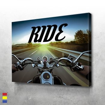 Ride into the Sunset Embracing Peace on the Open Road Canvas Poster Print Wall Art Decor