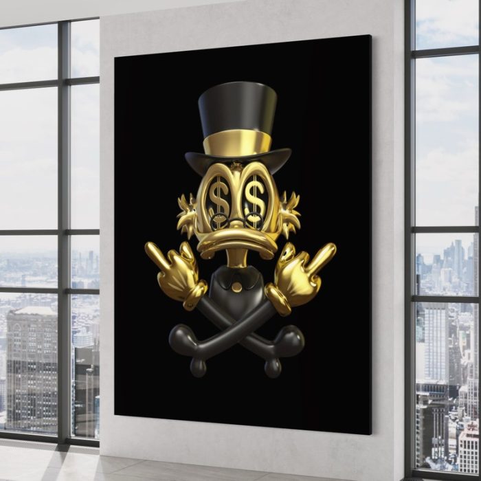 Scrooge Mcduck Canvas Alec Monopoly Inspired Designer Art Pop Art Street Graffiti Gold Art Wall Art Office Art