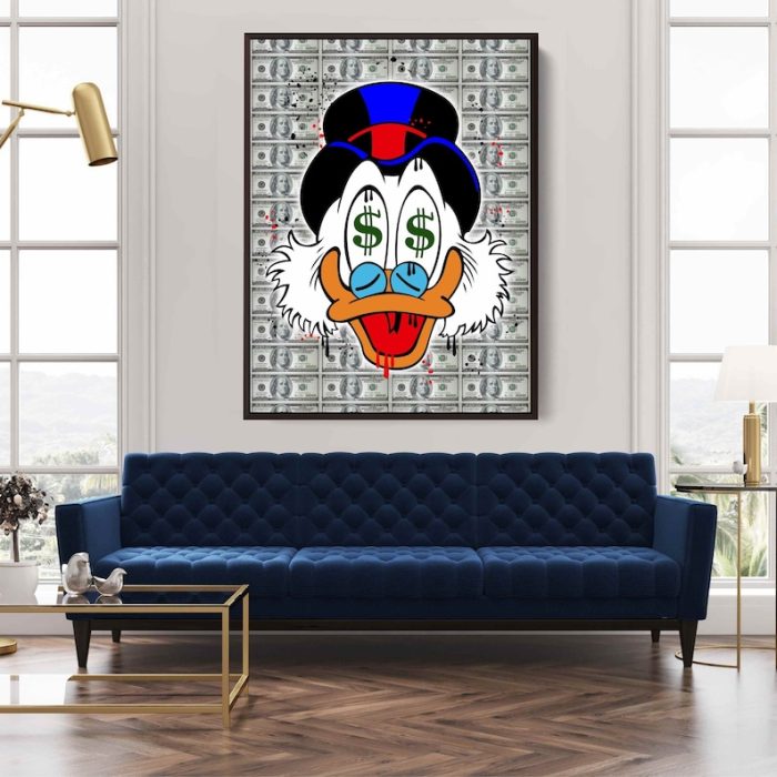 Scrooge Mcduck Dollar Bills Canvas Alec Monopoly Inspired Amex Motivation Money Pop Art Canvas Street Art Dom Perignon