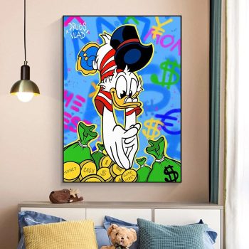 Scrooge Mcduck Money Bags Canvas Poster Print Wall Art Décor