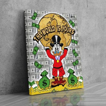 Scrooge Mcduck X Scarface Canvas Scrooge Montana Pop Art Alec Monopoly Inspired Street Motivation Al Pacino The World Is Yours