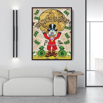 Scrooge Mcduck X Scarface Canvas Scrooge Montana Pop Art Alec Monopoly Inspired Street Motivation Al Pacino The World Is Yours