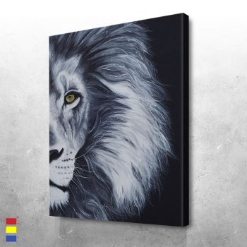 Sire of Bravery andg the Lion's Symbolism in Design Canvas Poster Print Wall Art Decor
