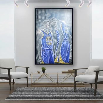 Stephen Curry And Kevin Durant Poster Kevin Durant Atwork Poster Art Stephen Curry Collage Wall Art NBA Basketball Legend Canvas Wall Art