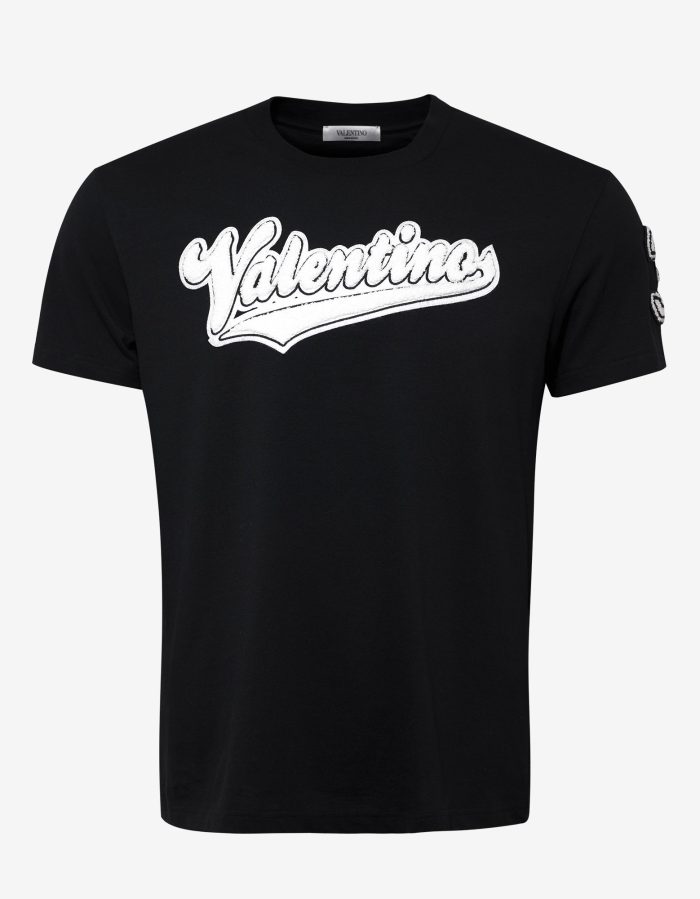 Valentino Black Varsity Logo Tee Unisex T-Shirt FTS439