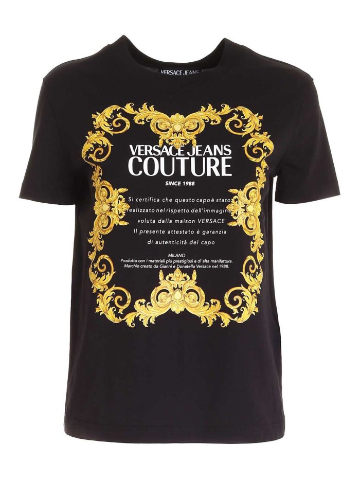 Versace Jeans Couture Baroque Gold Print Cotton Tee Unisex T-Shirt FTS152