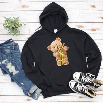 Yves Saint Laurent Gold Logo Luxury Teddy Bear Unisex Pullover Hoodie HTB2642
