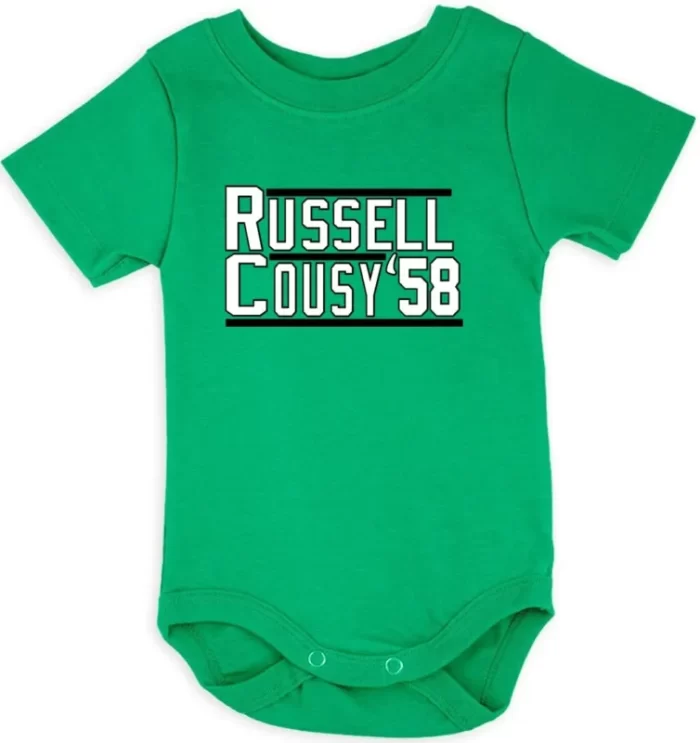 Baby Onesie Bill Russell Bob Cousy 1958 Boston Celtics Creeper Romper
