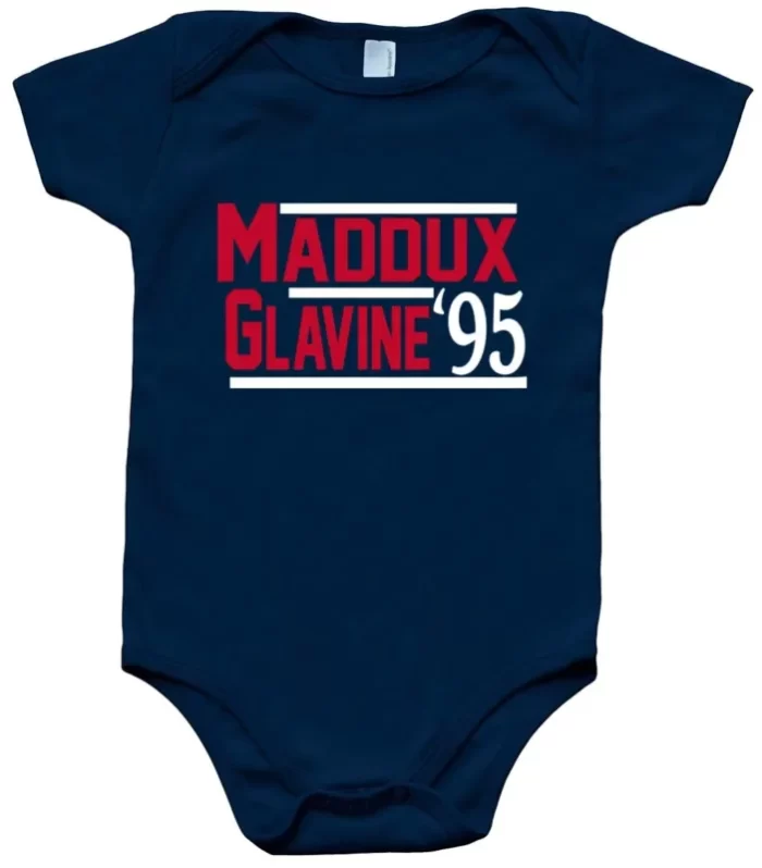 Baby Onesie Greg Maddux Tom Glavine Atlanta Braves 1995 World Series Creeper Romper