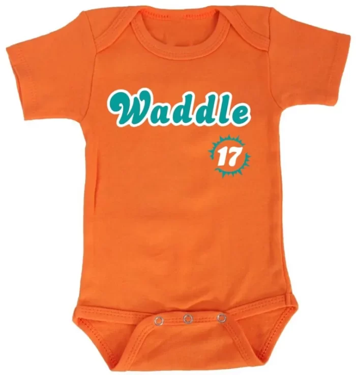 Baby Onesie Jaylen Waddle Miami Dolphins 17 Logo Creeper Romper