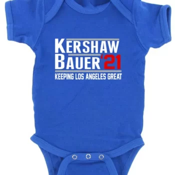 Baby Onesie Trevor Bauer Clayton Kershaw Los Angeles Dodgers 2021 Creeper Romper