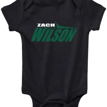 Baby Onesie Zach Wilson New York Jets Stealth Black Logo Creeper Romper