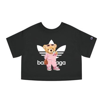 Balenciaga X Adidas Teddy Bear Logo Champion Women Cropped T-Shirt CTB2447