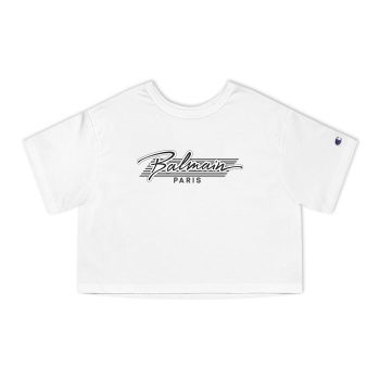 Balmain Paris Logo Champion Women Cropped T-Shirt CTB2859