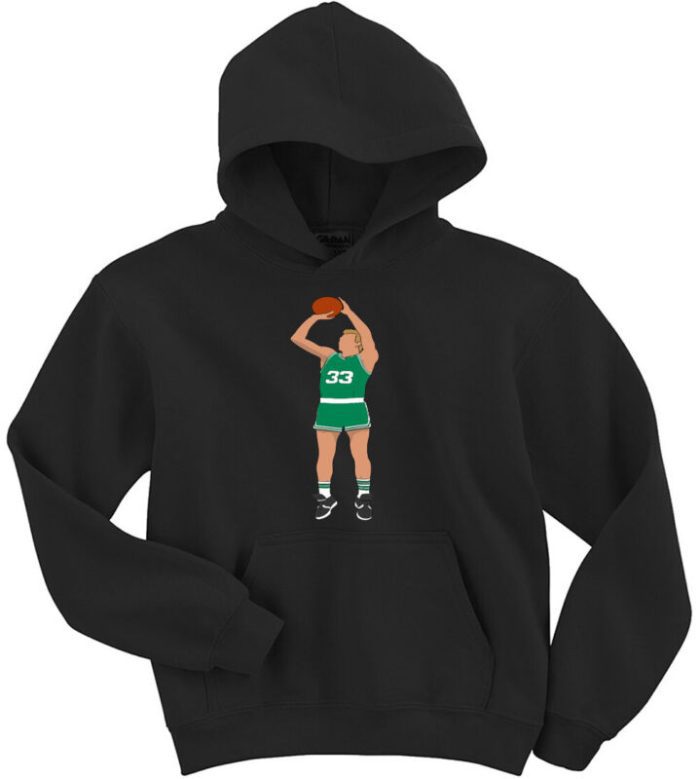 Black Larry Bird Boston Celtics Pic Crew Hooded Sweatshirt Unisex Hoodie