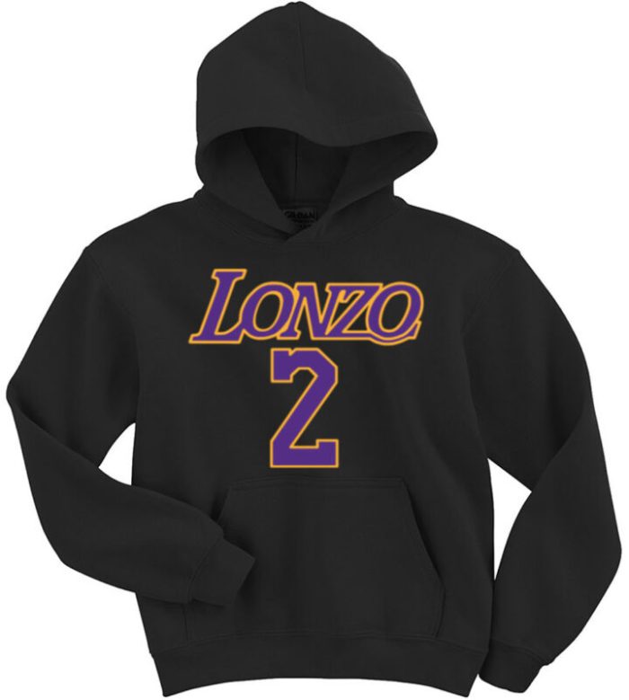 Black Lonzo Ball Los Angeles Lakers "Text" Hooded Sweatshirt Unisex Hoodie