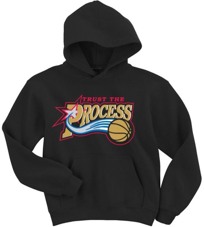 Black Philadelphia 76Ers "Trust The Process Logo" Joel Embiid Hooded Sweatshirt Unisex Hoodie