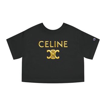 Celine Gold Logo Luxury Champion Women Cropped T-Shirt CTB2796