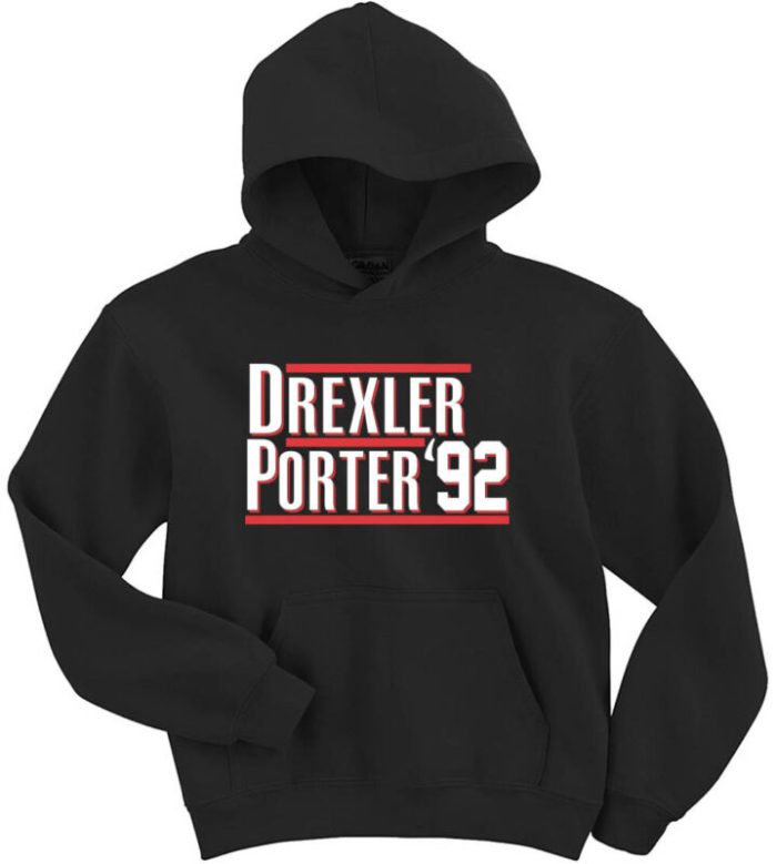 Clyde Drexler Terry Porter Trail Blazers 1992 Crew Hooded Sweatshirt Unisex Hoodie