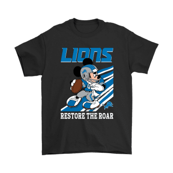 Detroit Lions Slogan Restore The Roar Mickey Mouse Unisex T-Shirt Kid T-Shirt LTS3613