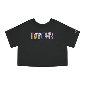 Dior Logo Luxury Flower Champion Women Cropped T-Shirt CTB2665