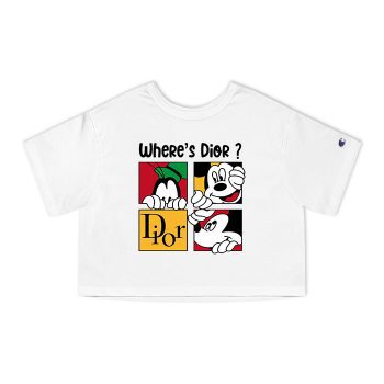 Dior Logo Luxury Mickey Pluto Champion Women Cropped T-Shirt CTB2674