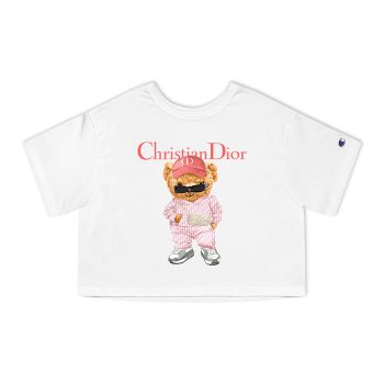 Dior Logo Luxury Teddy Bear Champion Women Cropped T-Shirt CTB2671