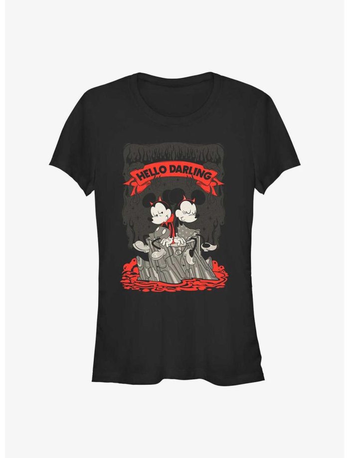 Disney Mickey Mouse & Minnie Mouse Hello Darling Girls T-Shirt Women Lady T-Shirt HTS4019