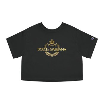 Dolce & Gabbana Crown Gold Luxury Champion Women Cropped T-Shirt CTB2850