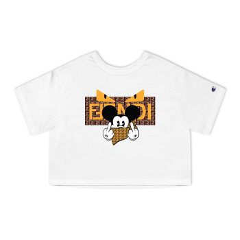 Fendi Diabolic Eyes Mickey Mouse Champion Women Cropped T-Shirt CTB2705