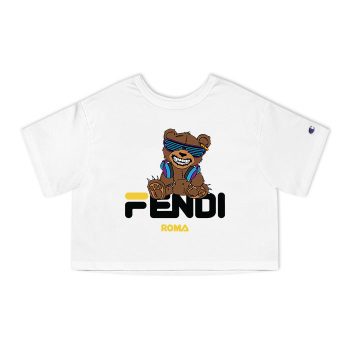 Fendi Roma Teddy Bear Champion Women Cropped T-Shirt CTB2699
