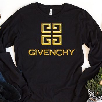 Givenchy Gold Logo Luxury Kid Tee Unisex Longsleeve Shirt LTB0618